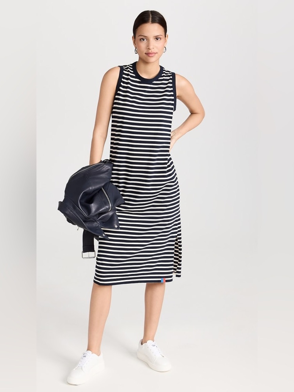 KULE • the tank dress Navy and White Stripe Midi Dress - Medium